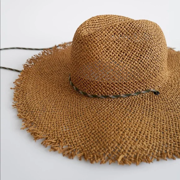 Zara natural tan tied woven hat NWT Zara Quilted Hat Kids 52cm Tan Padded Winter Cap Warm Fleece  main image 2